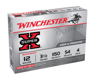 Winchester Super-X 12 Gauge 3.5 in 4 Buck Lead Buckshot, 5 Rounds Per Box
