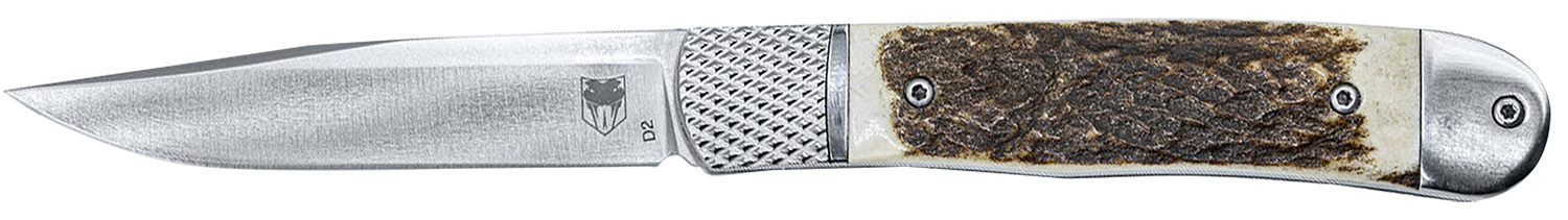 Cobratec Knives Trapper Hidden Release Automatic 3.12" D2 Drop Point Blade Stag Scales