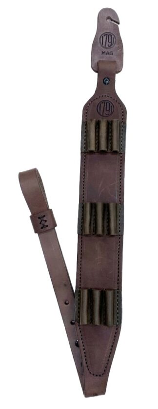 1791 Gunleather Hunt Ammo Sling 9-Round Rifle Shell Carrier, Oiled Brown Leather, 32" to 37"
