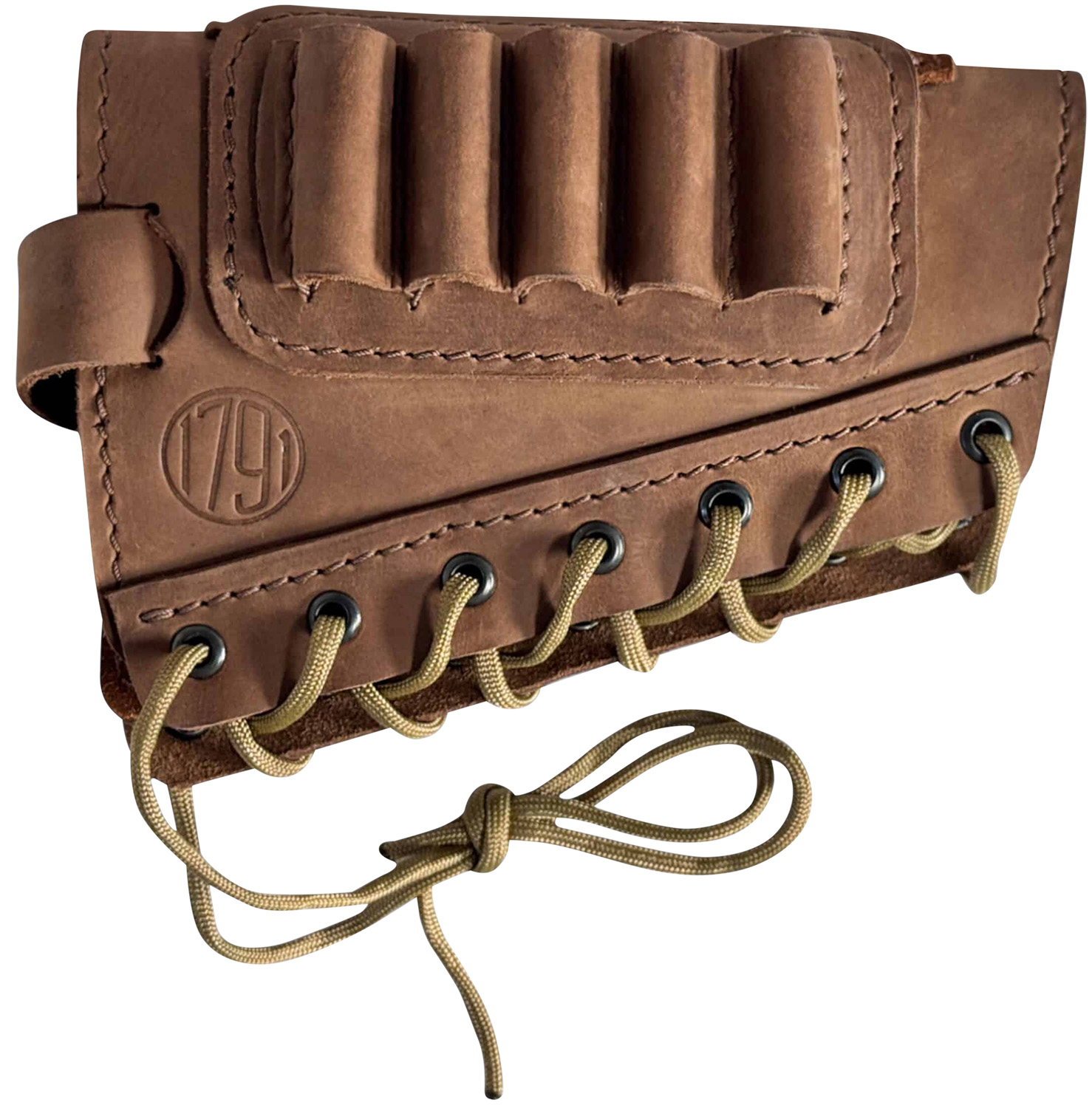 1791 Gunleather Hunt Butt Cuff Ammo Holder, Brown Leather, Capacity 5 Shells