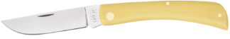 Case 00038 Sod Buster Folding Skinner Plain Tumble Polish Carbon Steel Blade/Smooth Yellow Synthetic Handle