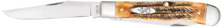 Case 03573 Trapper 3.25in Folding Clip Point/Spey Blade, Tru-Sharp SS, Burnt Dark Amber 6.5 BoneStag