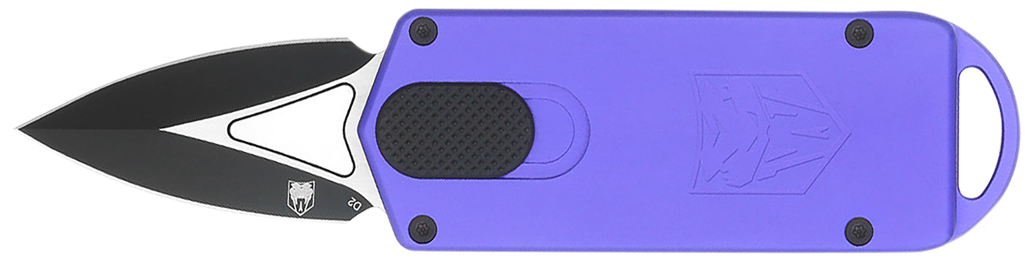 Cobratec Knives CTASPPUR ASP OTF Dagger Knife 1.94" D2 Blade, 3.31" Purple 6061-T6 Aluminum Handle