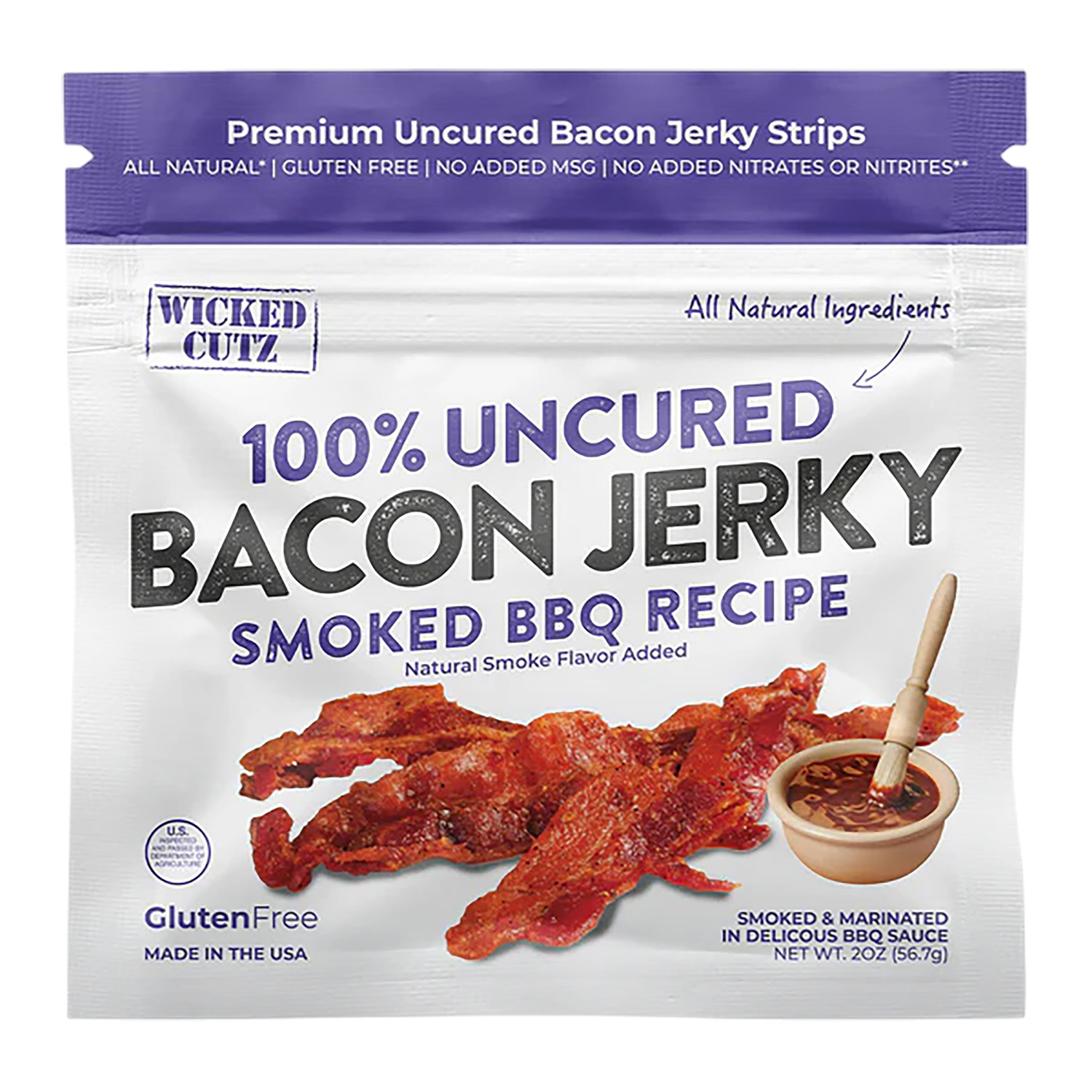 Wicked Cutz WCPJ02BQ Smoked BBQ Bacon Jerky 10-Pack