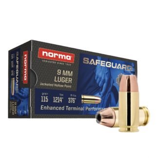 Norma Safeguard 9mm Luger 115 gr JHP Handgun Ammunition, 50 Rounds