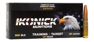 IKONICK USA 300BO 147 gr Full Metal Jacket Boat Tail Ammo, 20 Rounds Per Box