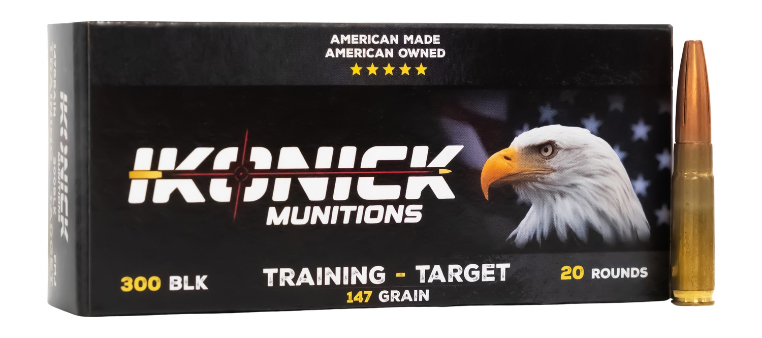 IKONICK USA 300BO 147 gr Full Metal Jacket Boat Tail Ammo, 20 Rounds Per Box