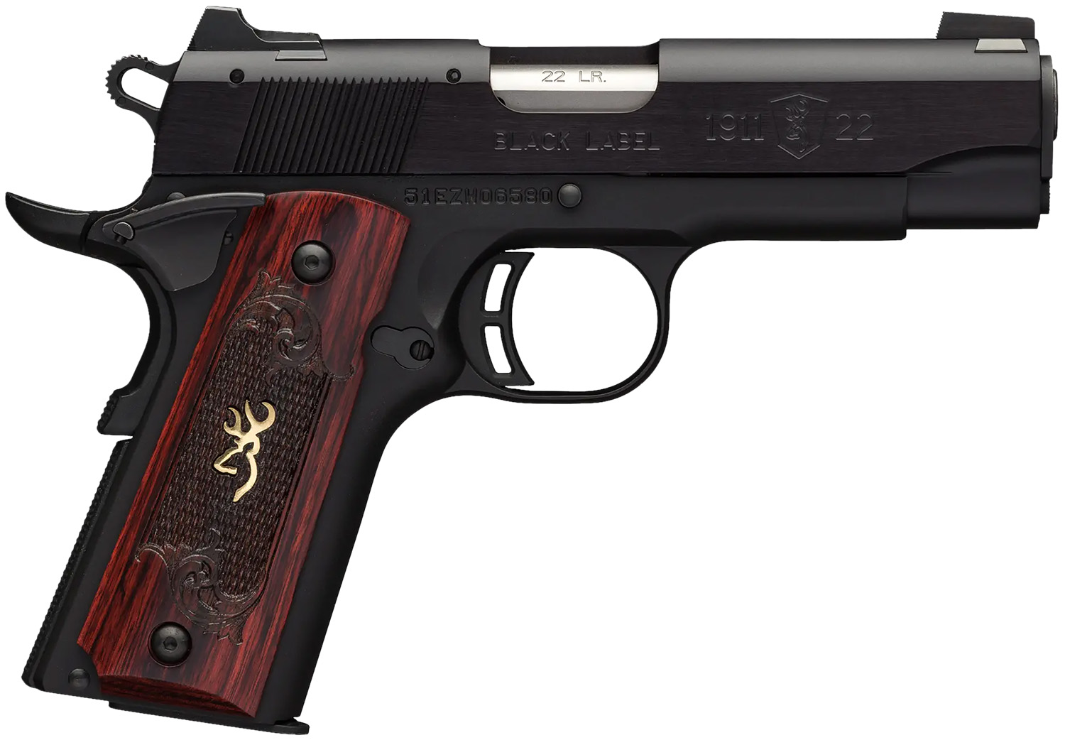 Browning 1911-22 Black Label Medallion Compact .22 LR, 3.63 in Barrel, 10+1 Rounds, Matte Black