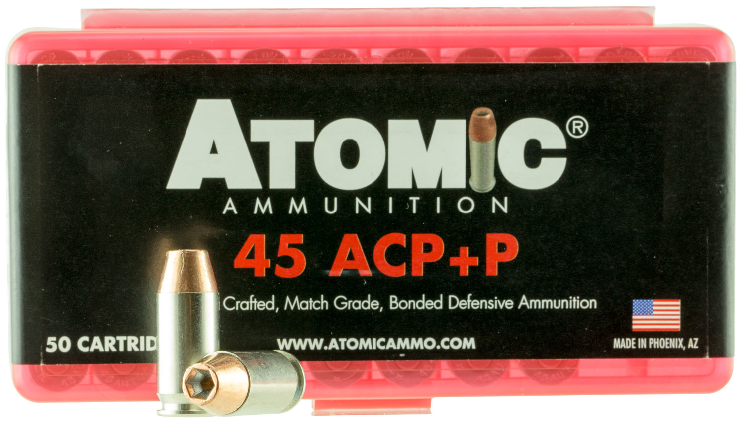 Atomic 00412 .45 ACP +P 185gr Bonded Match Hollow Point, 50 Rounds