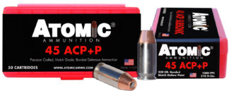 Atomic Defensive 45 ACP +P 230 gr Bonded Match Hollow Point Ammo, 50 Rounds