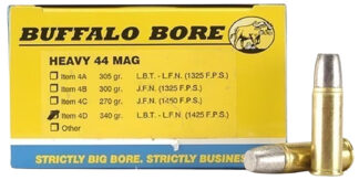Buffalo Bore 4D20 .44 Magnum +P+ 340 gr Lead Flat Nose, 20 Rounds