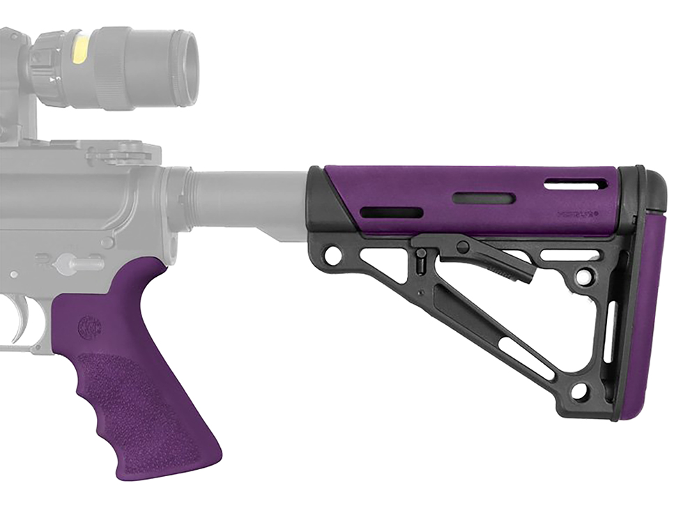 Hogue 15655 OverMolded 2-Piece Stock Kit for AR-15, M4, M16, Purple, Collapsible