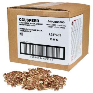CCI Blazer Brass 9mm Luger 115gr FMJ 1145 fps 1000-Round Bulk Pack