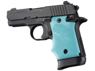 Hogue Rubber Grip with Finger Grooves for SIG Sauer P938 Ambi Safety, Aqua