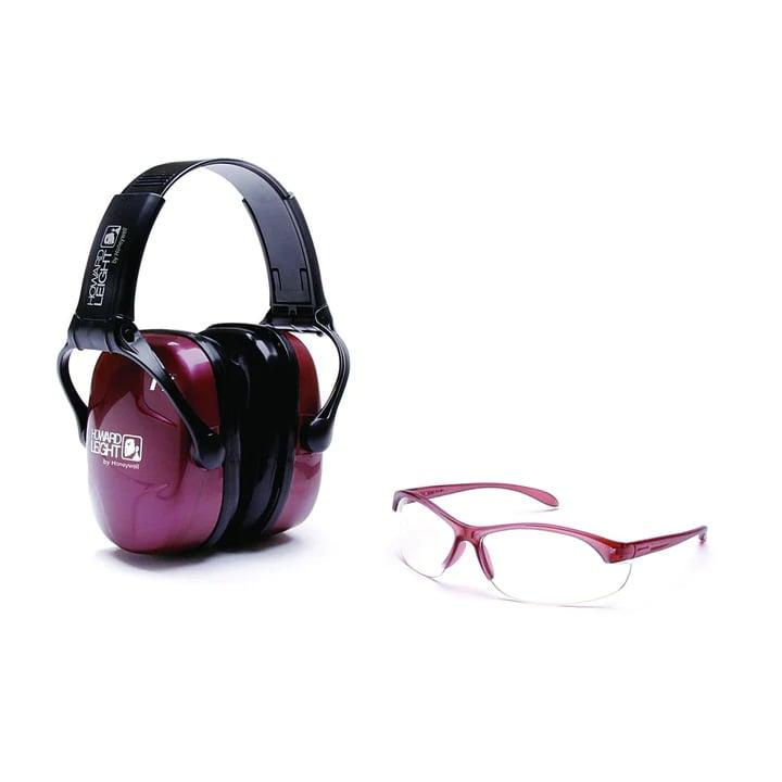 Howard Leight Women’s Shooting Sports Safety Combo Kit Glasses & Earmuff, NRR 25, Dusty Rose