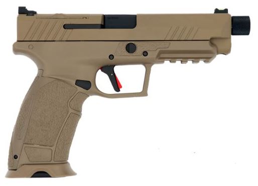 Tisas PX-9 Gen 3 Tactical 9mm Semi-Auto, 5.1 in Threaded Barrel, FDE, Fiber Optic Sights