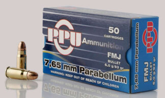 PPU 7.65x21mm Parabellum 93 gr FMJ, 50 Rounds
