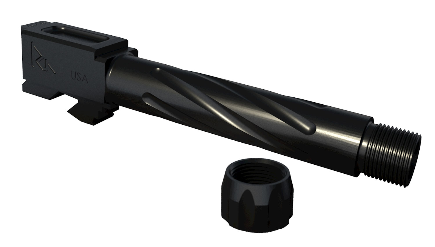 Rival Arms RA20G202A Precision 9mm Luger Compatible w/Glock 19 Gen3-4, 4.02" Fluted Threaded Black PVD Stainless Steel