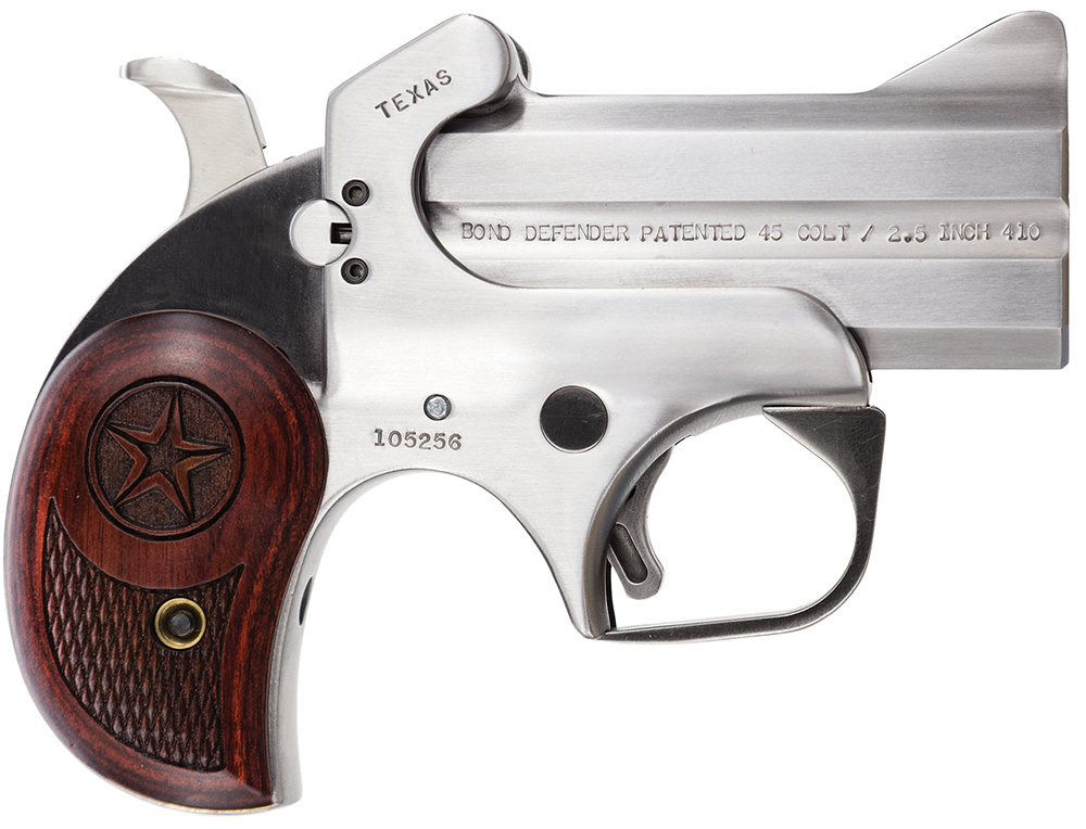 Bond Arms BATD Texas Defender 357 Mag/38 Sp 2rd 3" Barrel, Stainless Metal Finish, Rosewood Grip, Blade Front/Fixed Rear Sights, Manual Safety