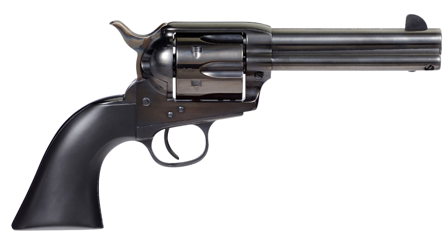 Taylors & Company 555162 Devil Anse 357 Mag Caliber with 4.75" Blued Finish Barrel, 6rd Capacity Blued Finish Cylinder, Color Case Hardened Finish Steel Frame & Matte Black Wood Grip