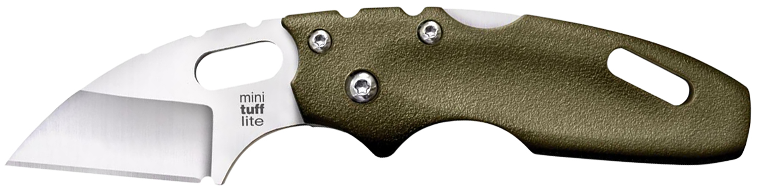 Cold Steel Tuff Lite Mini 2 in 4034 SS Sheepsfoot Blade Folding Knife, OD Green Griv-Ex