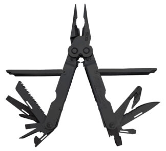 SOG PowerLock EOD Multi-Tool, V-Cutter, Black Oxide 420 Stainless, 18 Tools, 7 in, Sheath