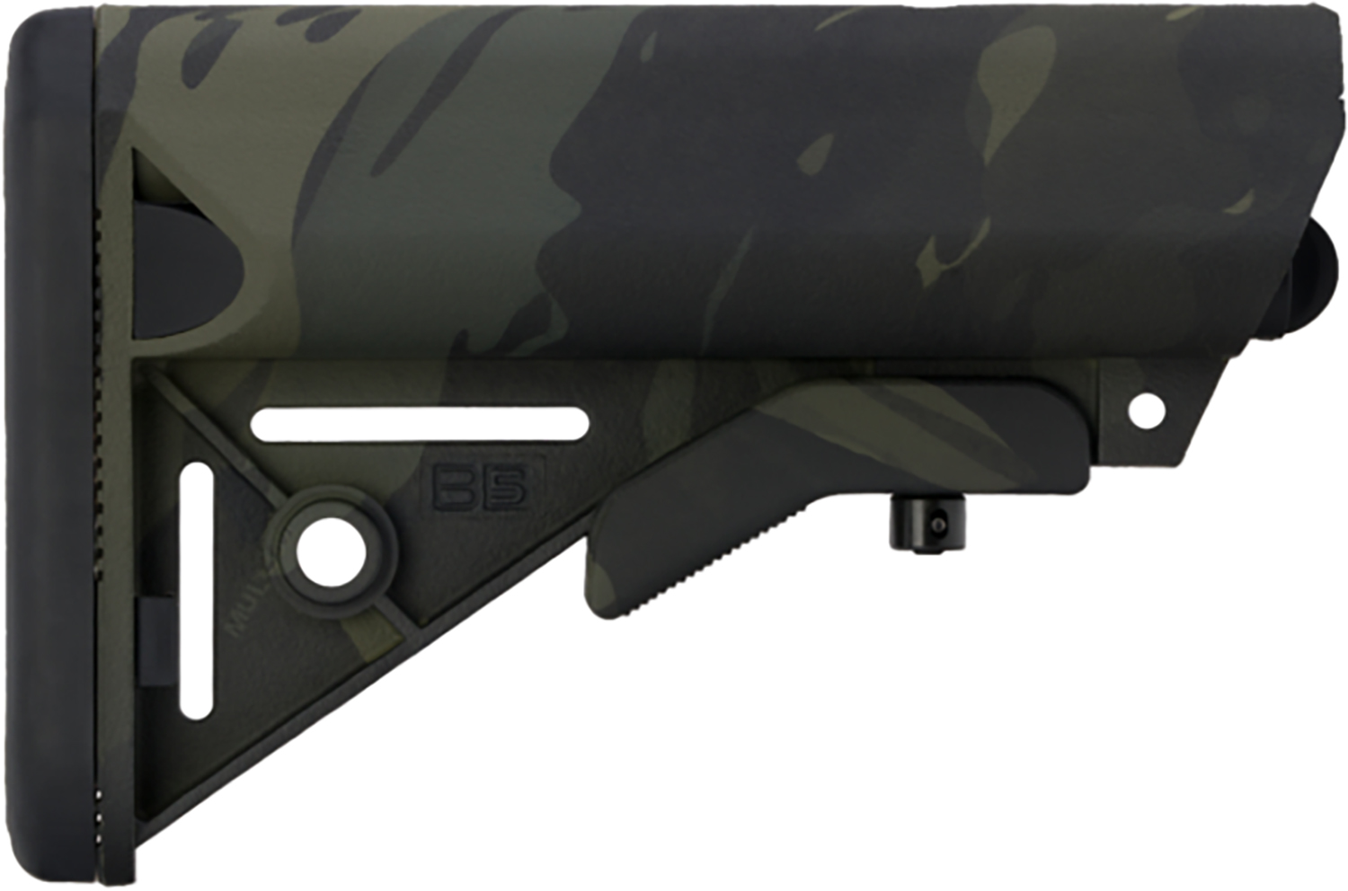 B5 Systems Enhanced SOPMOD Stock, Multi-Cam Black, with Fixed Sling Mounts (Mil-Spec AR-15 Receiver Extension)