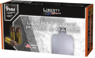 Liberty LAR90662 9mm Luger 100gr Steel Plate & Range Ammo, 50 Rounds Per Box