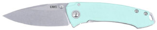 Columbia River Tuna Compact 2.73 in Folding Plain Stonewashed Blade, Aqua Blue G10 Handle