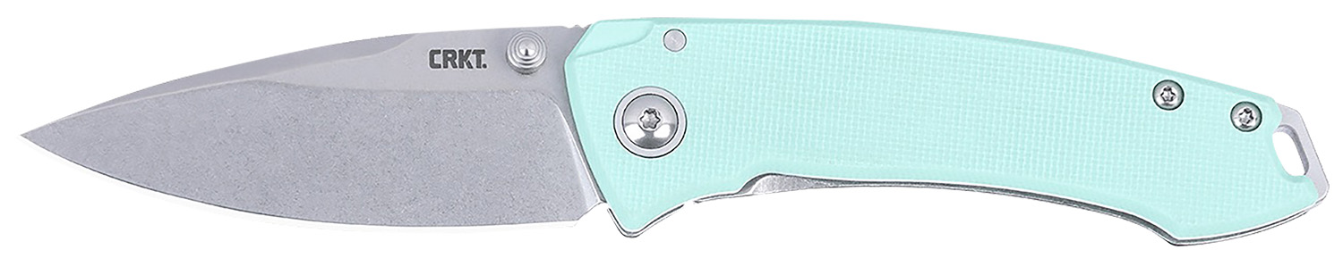 Columbia River Tuna Compact 2.73 in Folding Plain Stonewashed Blade, Aqua Blue G10 Handle