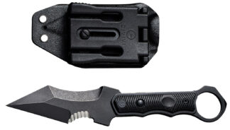 Civivi Knives C20037B-1 Orthrus 3.76" Fixed Karambit/Straight Black Stonewashed Nitro-V Steel Blade, 4.30" Black w/Finger Ring G10 Handle
