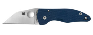 Spyderco MicroJimbo 2.45in Wharncliffe Folding Knife, CPM SPY27, Cobalt Blue G-10