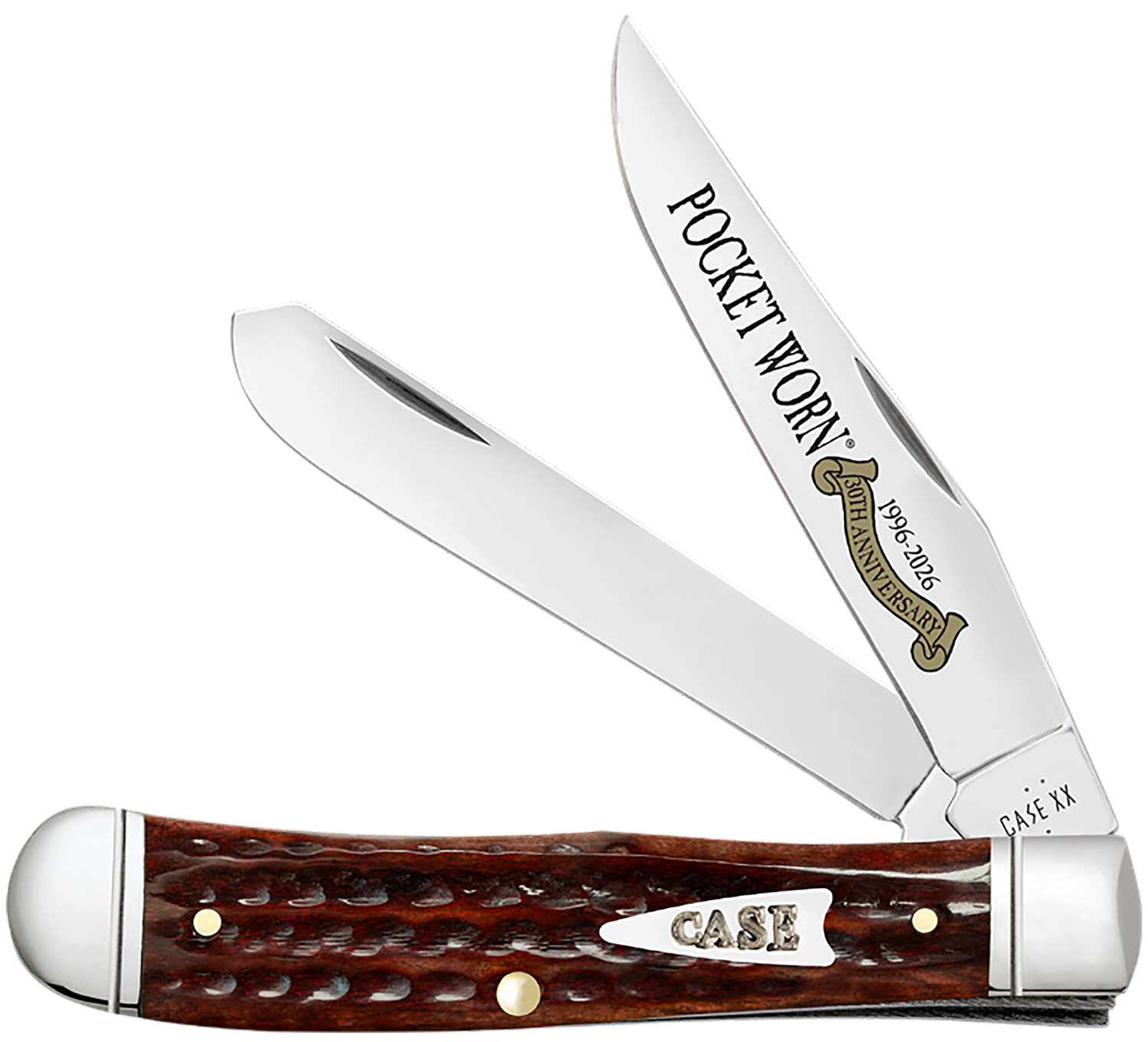CASE 55230 Pocket Worn Trapper Folding Knife, Clip Point/Spey, Tru-Sharp SS Blade