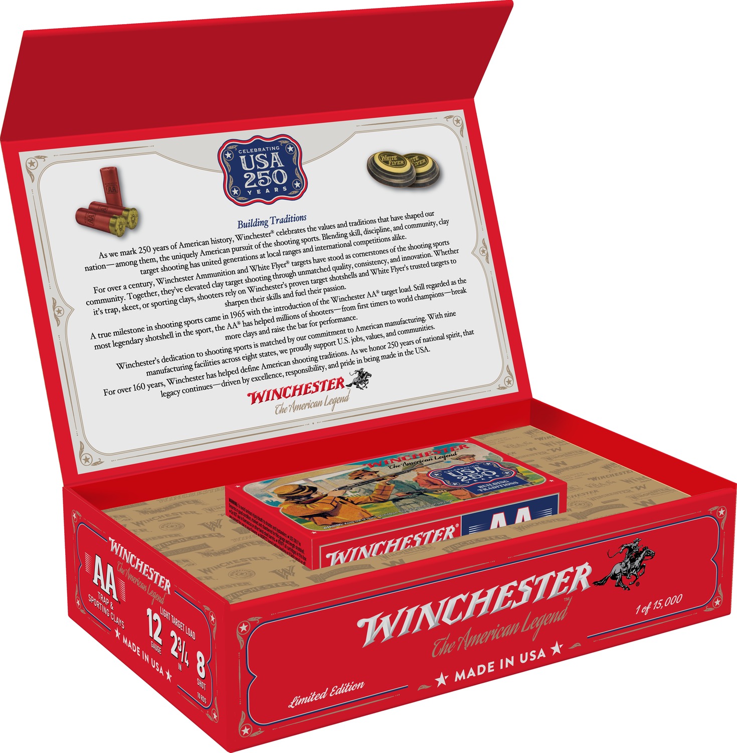 Winchester AA12250 USA 250th Commemorative 12 Gauge 2.75 in #8 Shot 1 1/8 oz, 10rd