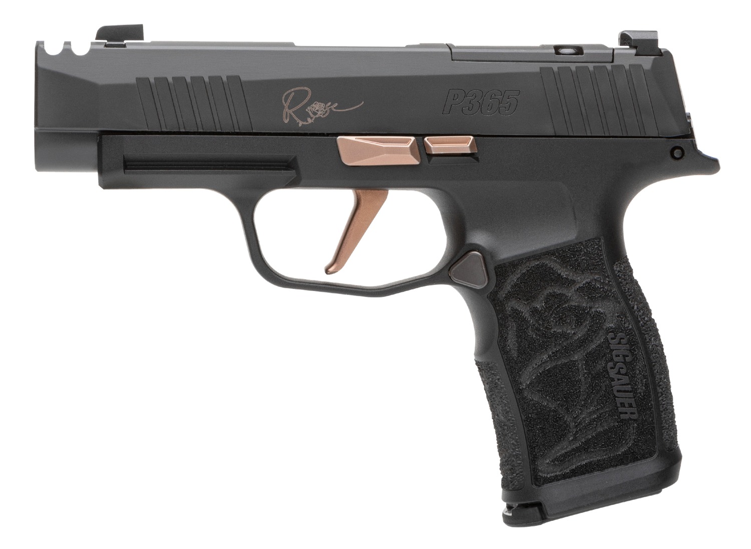 SIG Sauer P365XL Rose Kit 9mm Semi-Auto, 3.1 in Barrel, 12+1 Rounds, Black Nitron/Gold Accents