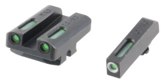 Truglo TFX Front/Rear Set Square Front U-Notch Rear Day/Night Sights (Black, Green Tritium, White Outline)