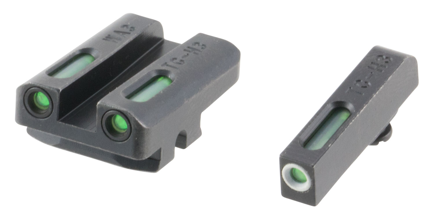 Truglo TFX Front/Rear Set Square Front U-Notch Rear Day/Night Sights (Black, Green Tritium, White Outline)