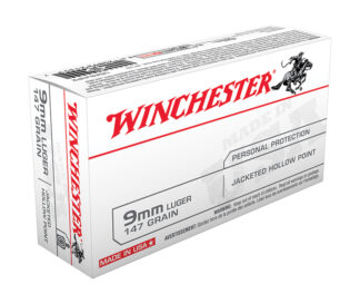 Winchester USA 9mm Luger 147 gr JHP Ammunition, 50 Rounds Per Box