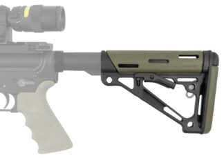 Hogue 15240 OverMolded Collapsible Buttstock for AR-15/M16/M4, OD Green Overmolded Rubber