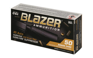 CCI Blazer Brass .45 ACP 230gr Total Metal Jacket Subsonic Ammo, 50 Rounds/Box