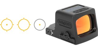Holosun EPS Gold Dot 1x Enclosed Pistol Red Dot, 2 MOA Dot with 32 MOA Circle, Black