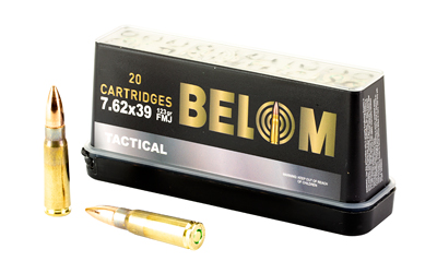BELOM Ammo Tactical 7.62x39mm 123 gr Full Metal Jacket (FMJ) Brass 20-Round Box