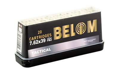 BELOM Ammo Tactical 7.62x39mm 123 gr Full Metal Jacket (FMJ) Brass 20-Round Box