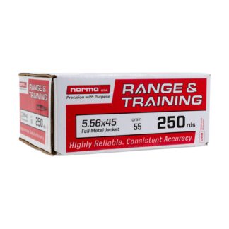 Norma Range & Training 5.56mm 55gr FMJ Rifle Ammunition, 250 Rounds