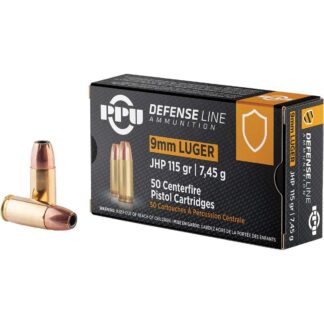 PPU Handgun Defense PPD91 9mm Luger JHP 115 gr Brass, 50 Rounds