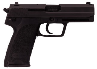 HK 81000326 USP V7 LEM 45 ACP Caliber with 4.41" Barrel, 12+1 Capacity, Overall Black Finish, Serrated Trigger Guard Frame, Serrated Steel Slide &  Polymer Grip Includes 2 Mags