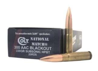 Double Tap Ammunition Colt National Match 300 AAC Blackout 220 gr HPBT Subsonic 20-Round Box