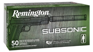 Remington Ammunition 28435 Subsonic 9mmLuger 147gr Flat Nose Enclosed Base 50 Per Box/10 Case