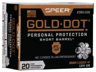 Speer Gold Dot 9mm Luger +P 124-Grain Hollow Point Short Barrel, 20-Round Box