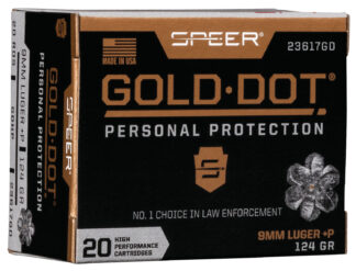 Speer Gold Dot 9mm +P 124 gr Hollow Point, Nickel-Plated Brass, 20 Rounds